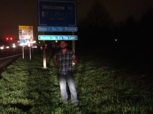 This is about where it starts to pour on us. Hard to see it, but it says "Delaware."