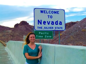 Arriving in Nevada atop the Hoover Dam