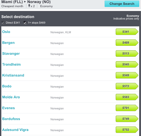 List of cities you can fly to in Norway. Oslo looks like a good option, right?